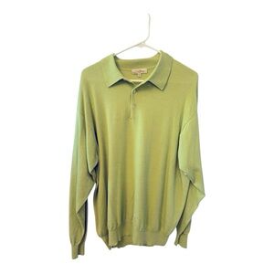 Peter Millar Merino Wool Cashmere Silk Golf Long Sleeve Sweater XL Lime Green‎